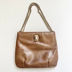 VTG 70s Ruth Saltz Brown Leather Lion's Head Purse